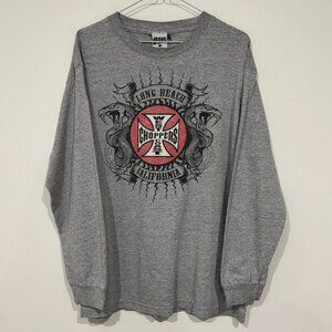 Vtg 2000s West Coast Choppers Snake Long Sleeve Shirt L Grey Jesse Who? Y2K